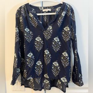 LOFT long sleeve pattern blouse